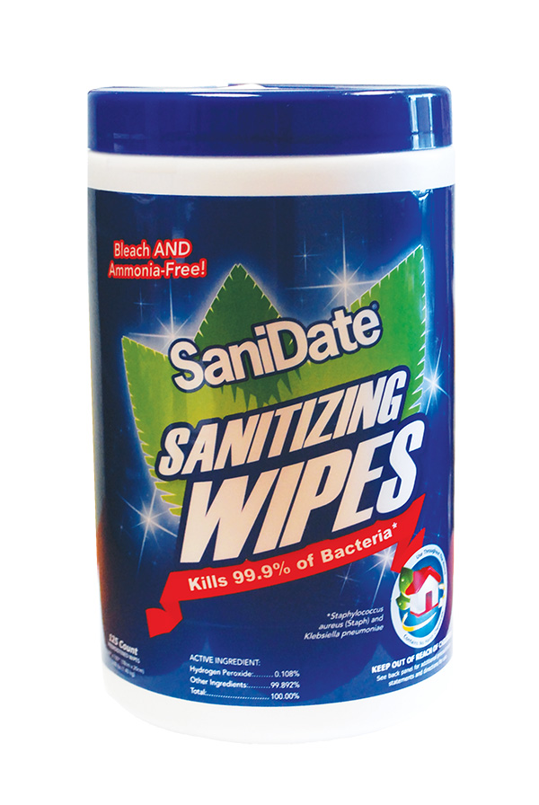 Sanidate Hard Surface Sanitizer Wipes - 125 per container - Safety Supplies